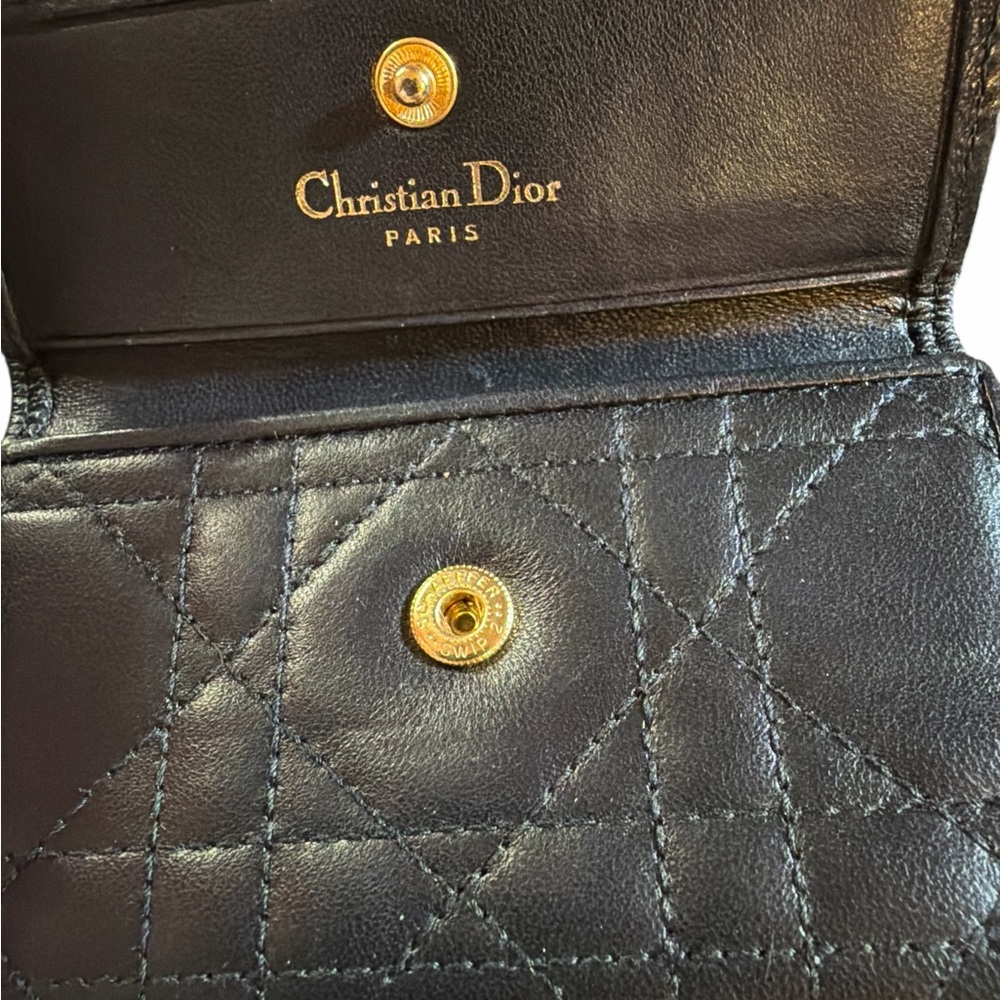 Authentic Christian Dior Cannage Lambskin Card Holder - Black & Red - Picture 3 of 4